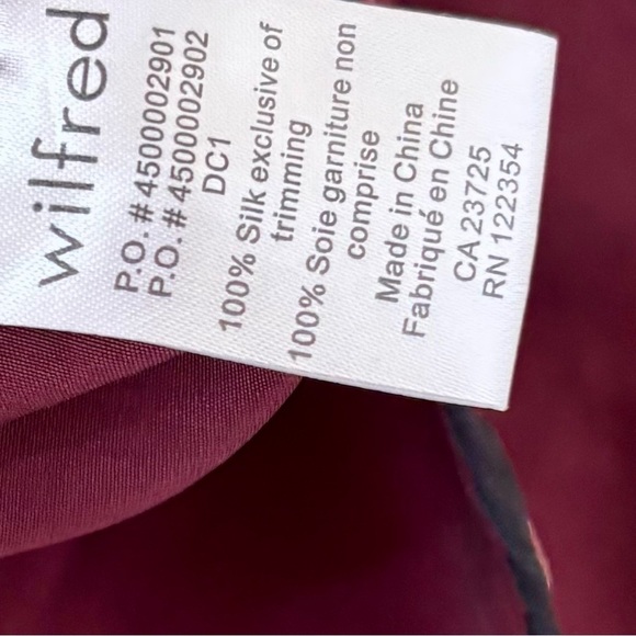 Wilfred| Pretty Burgundy 100% Silk Tulip Hem Pleated Mini Skirt w/Pockets Sz 2 - Picture 4 of 5